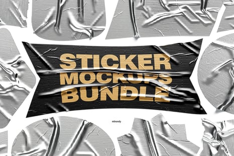 Sticker Mockups Bundle - Indoor Advertising Mockups