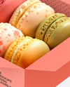 Opened Box With Macarons Mockup