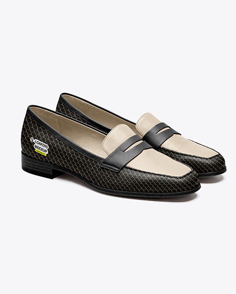 Pair of Women's Leather Loafers Mockup - Leather jacket mockup