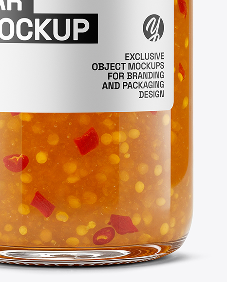 Clear Glass Jar with Hot Pepper Jelly Mockup