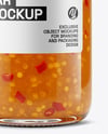 Clear Glass Jar with Hot Pepper Jelly Mockup