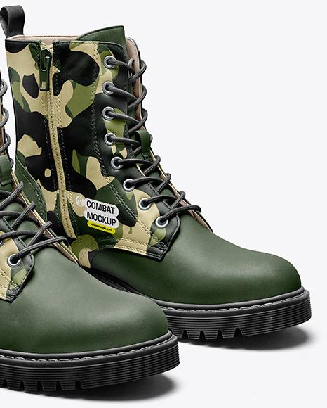Pair of Women's Combat Boots Mockup