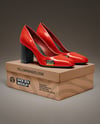 Block Heel Pumps with Shoe Box Mockup