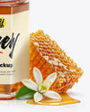 Hexagonal Glass Jar with Orange Blossom Honey Mockup