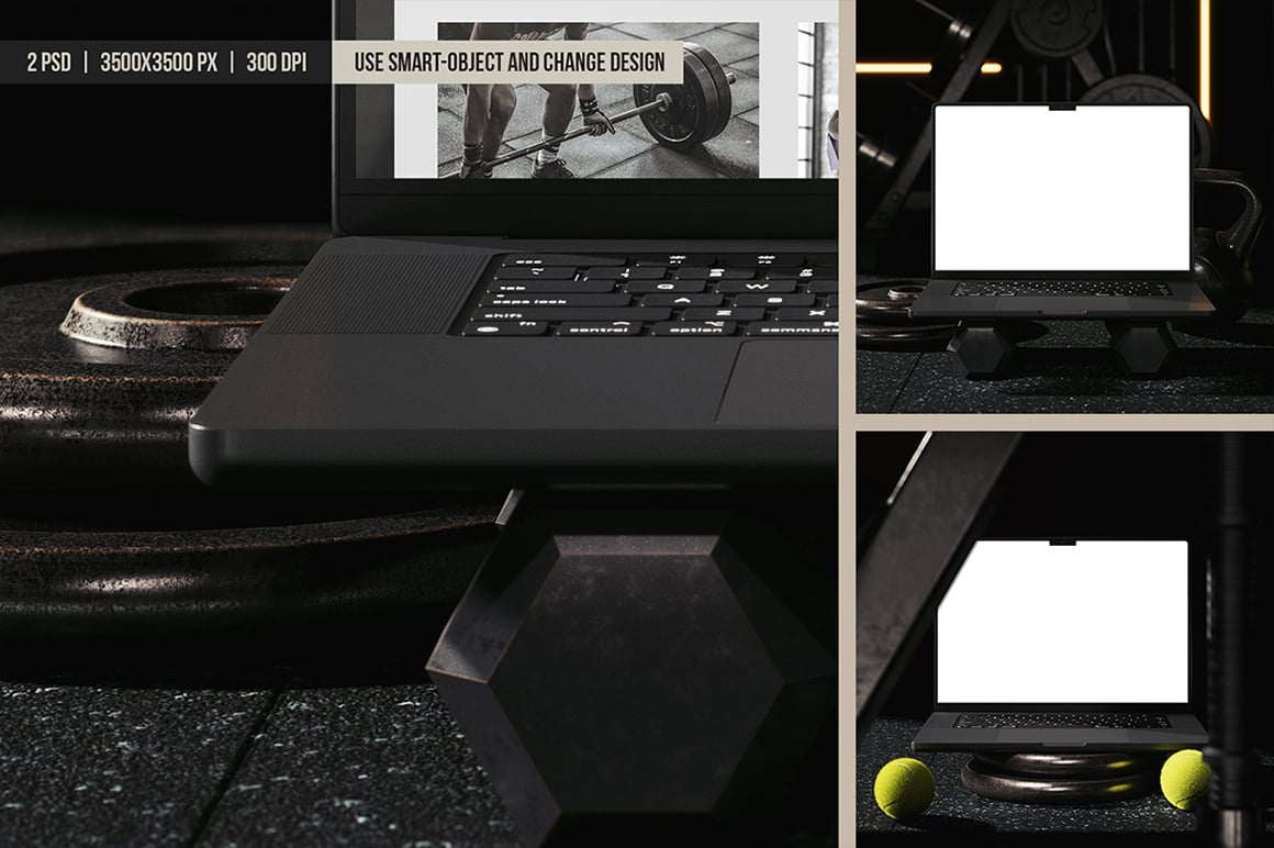 Gym Scene Laptop Screen Mockup