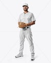 Man Wearing a Full Baseball Kit with Pitcher's Glove Mockup
