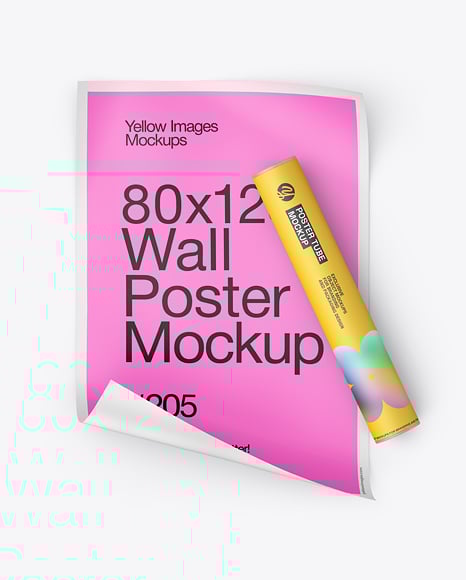 Poster with Kraft Paper Tube Mockup - Horizontal poster mockup
