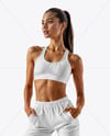 Woman Wearing Sports Bra and Sweatpants Mockup