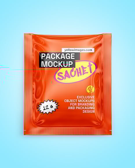 Glossy Sachet Mockup