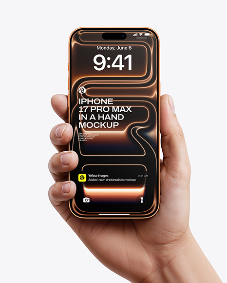 iPhone 17 Pro Max Cosmic Orange in a Hand Mockup - Iphone x mockup