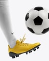 Female Soccer Player Wearing Jersey and Shorts Mockup
