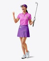 Woman Wearing Golf Shirt and Skirt Mockup