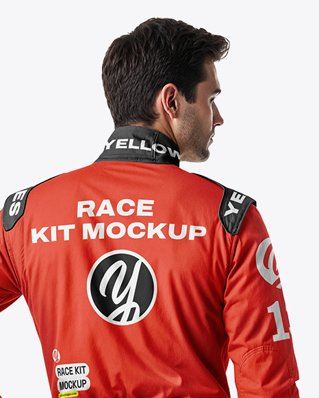 Man Wearing Racing Kit with Helmet Mockup