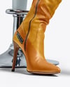 Pair of Over-The-Knee Boots on Women's Legs on Stool Mockup