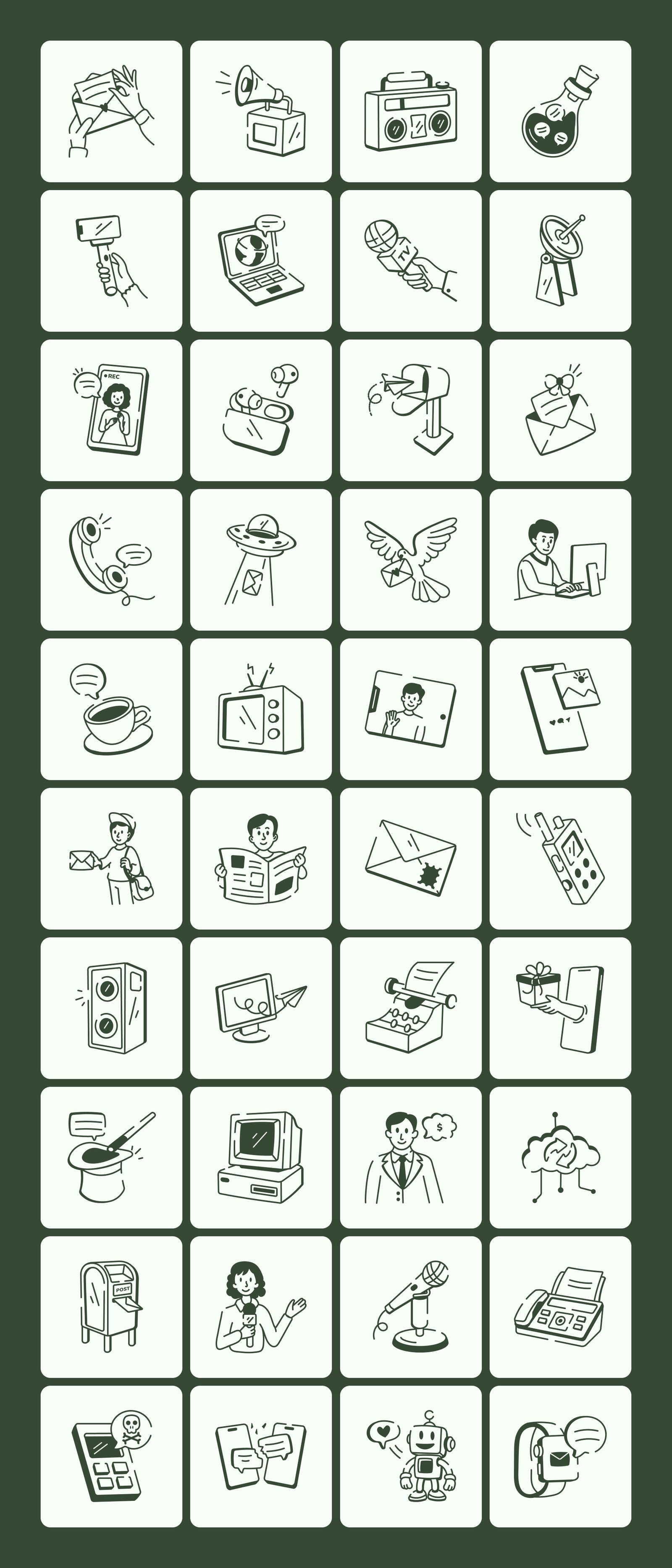 Communication Doodle Icon Set