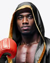 Black Man Wearing Boxing Kit with Robe and Shorts Mockup