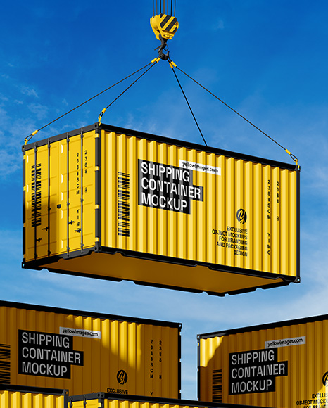 Shipping Container with Slings Mockup