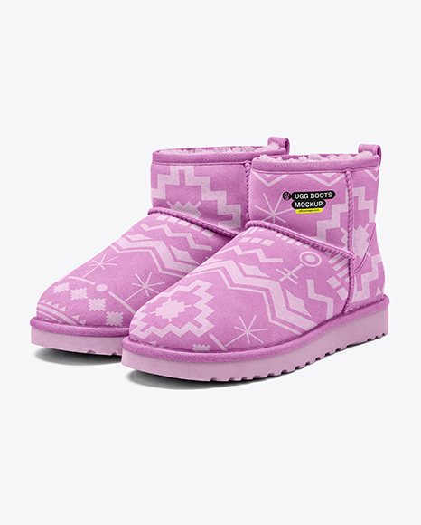 Pair of Women's UGG Boots Mockup - Shoe mockups