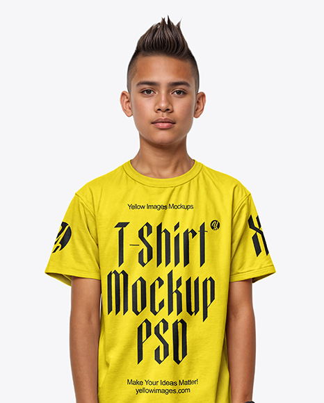 Boy Wearing T-shirt and Ripped Jeans Mockup