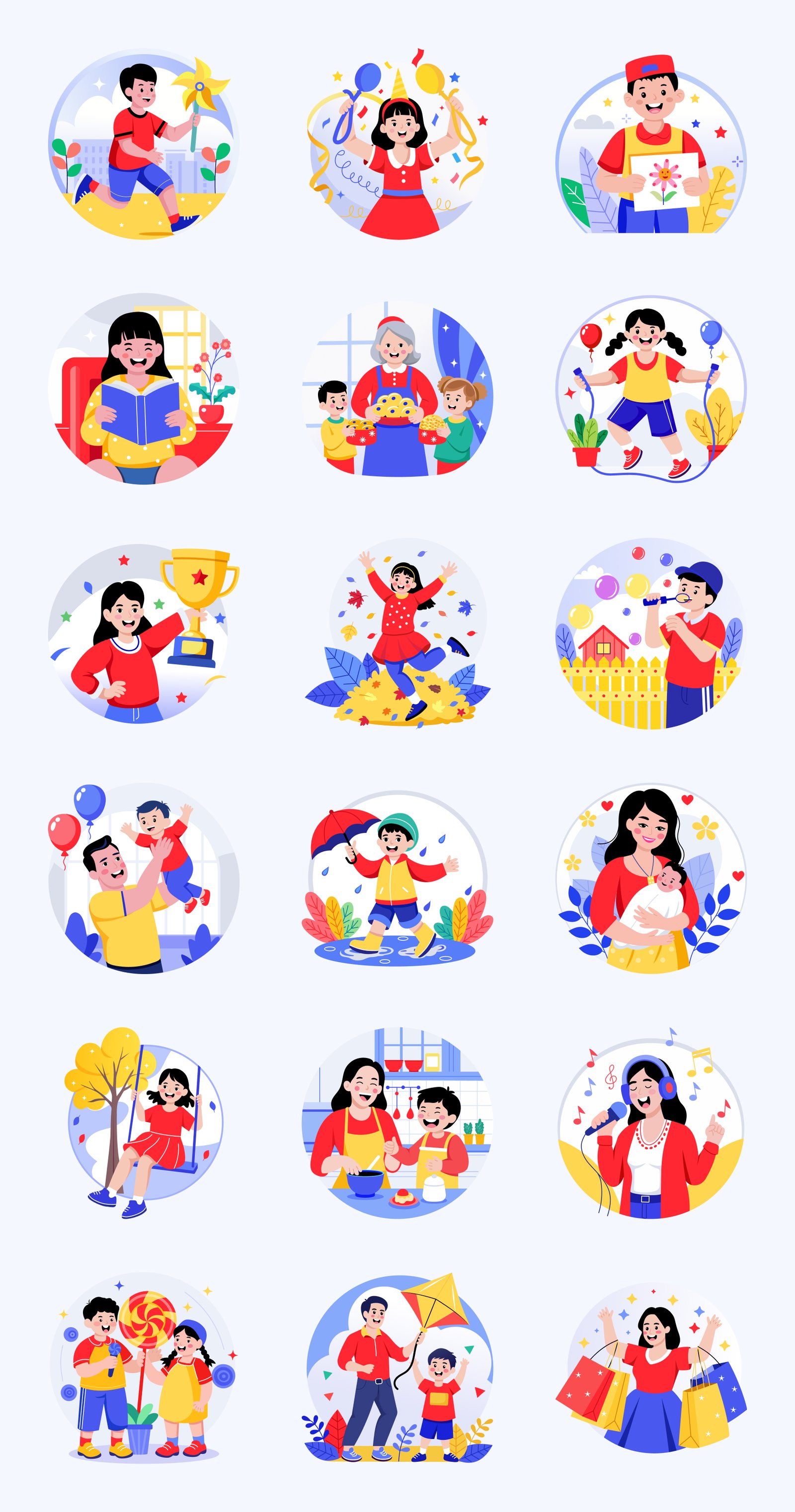 Happy People Illustration Art Set