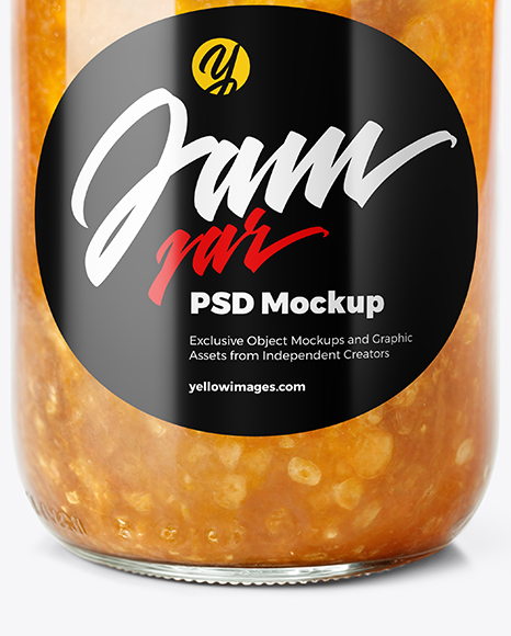 Clear Glass Jar with Orange Jam Mockup