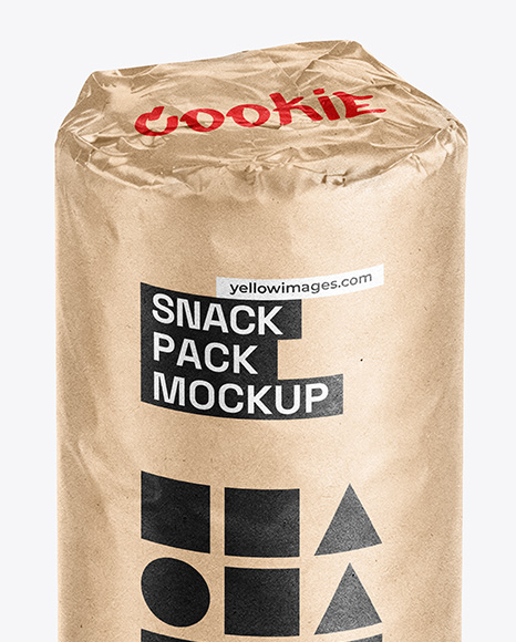 Kraft Paper Round Snack Package Mockup