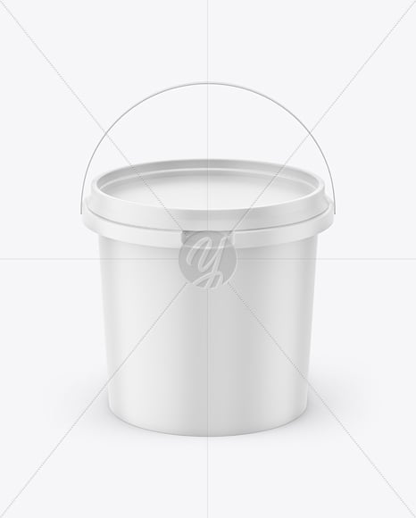 Matte Plastic Bucket with Handle Mockup