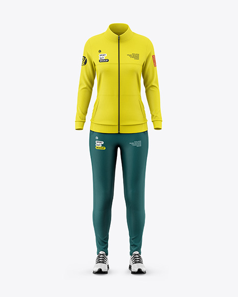 Women's Sport Suit Mockup - Front View - Black tracksuit mockup