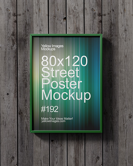 Framed Poster on a Wooden Wall Mockup