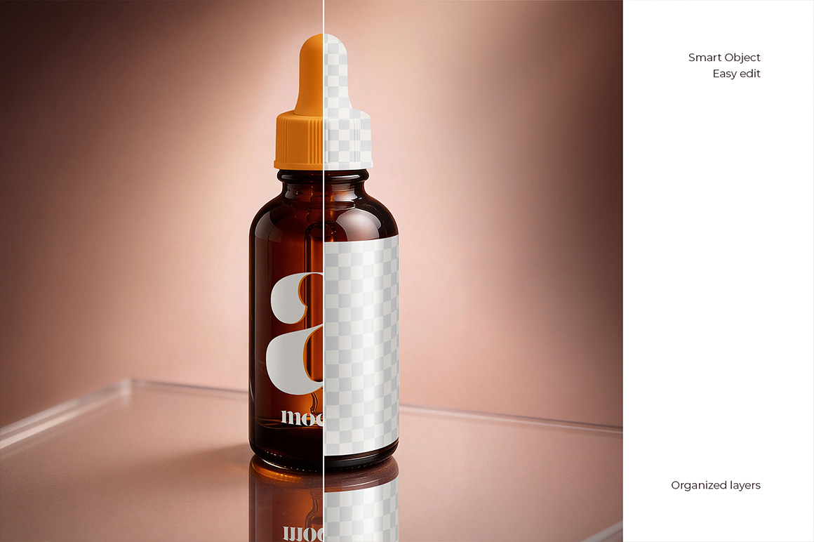 Amber Dropper Bottle Mockup Set