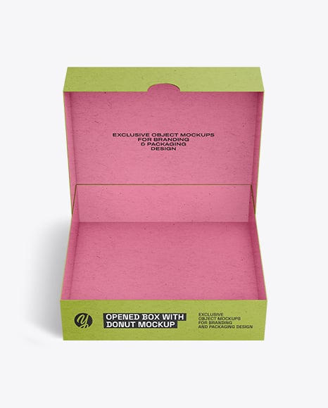 Opened Kraft Box w/ Donut Mockup