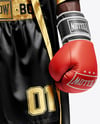 Black Man Wearing Boxing Kit with Robe and Shorts Mockup