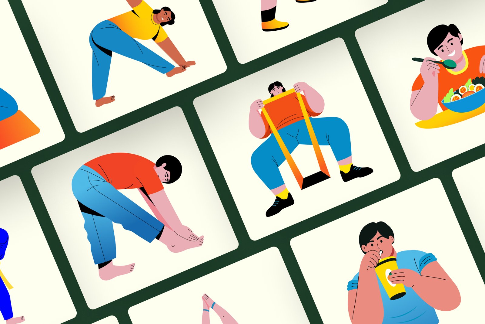Fitness and Health Illustration Art Set