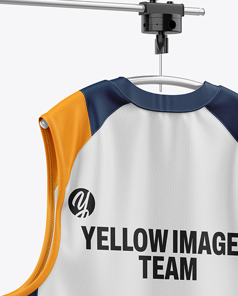 Training Sleeveless Jerseys Hanging in a Studio Mockup