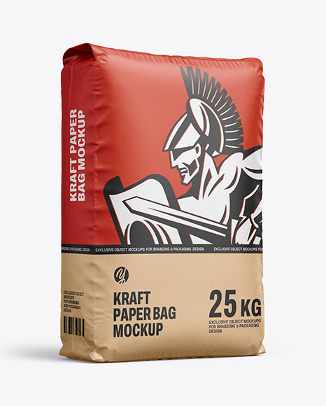 Kraft Paper Bag Mockup - Half Side View