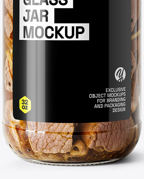 Glass Jar with Canned Stewed Meat Mockup