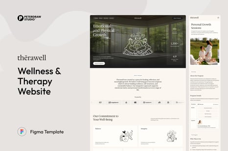 Therawell – Wellness & Therapy Website UI Figma Template
