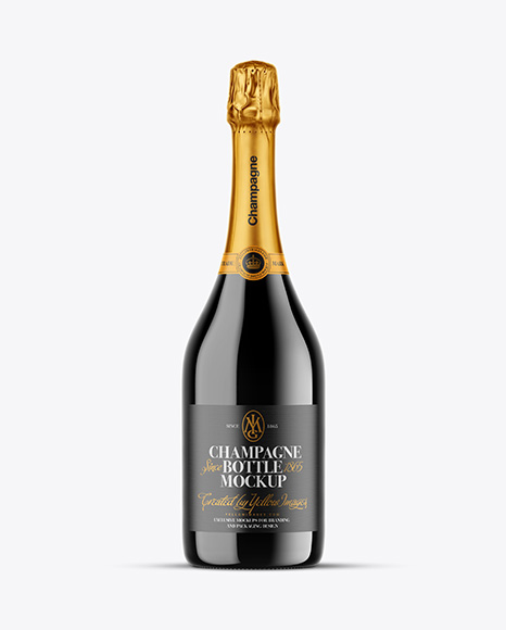 Dark Glass Champagne Bottle Mockup