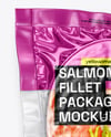 Clear Plastic Flow-Pack with Salmon Fish Steak Mockup