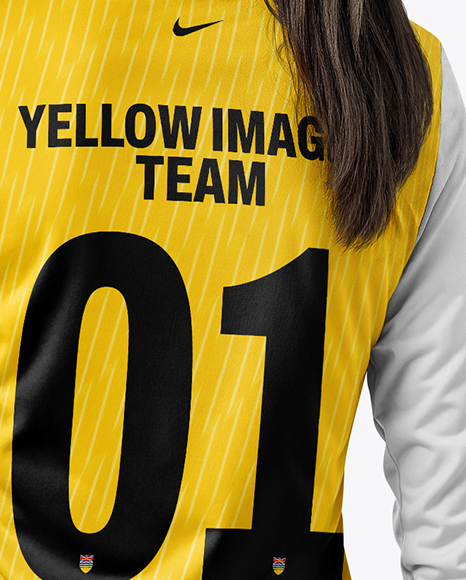 Female Goalkeeper Wearing Long Sleeve Soccer Jersey Mockup