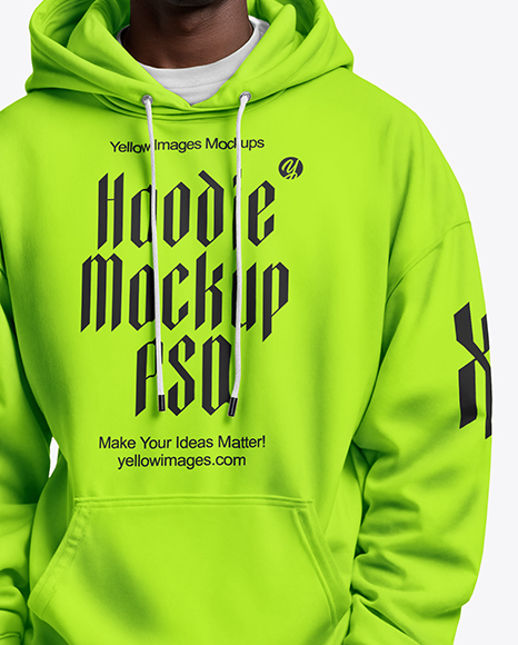 Black Man Wearing Hoodie and Baseball Cap Mockup