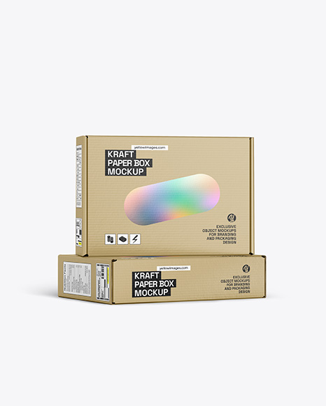 Two Kraft Paper Boxes Mockup - Cylindrical box mockup