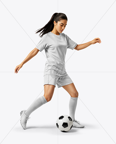 Woman Wearing Soccer Jersey and Shorts Mockup