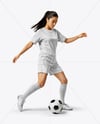Woman Wearing Soccer Jersey and Shorts Mockup