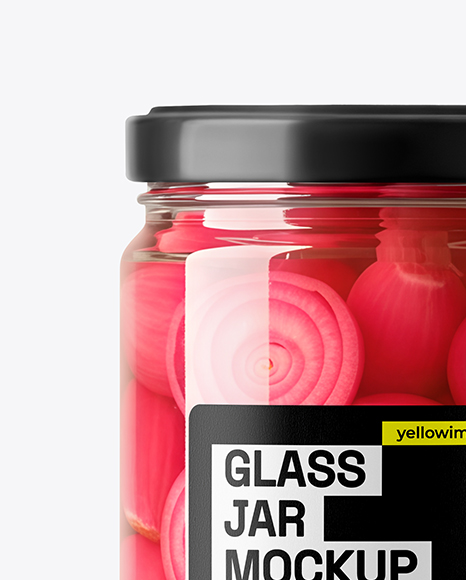Glass Jar with Red Pickled Onions Mockup