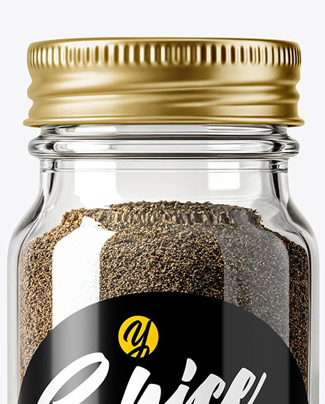 Glass Jar with Grounded Black Pepper Mockup