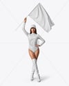 Woman Wearing Bodysuit with Flag Mockup