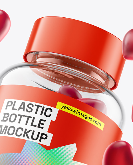 Plastic Bottle with Gummies Mockup