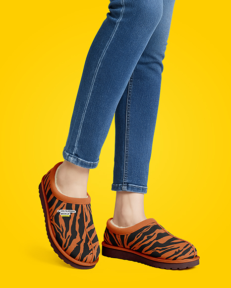 UGG Slippers on Woman's Legs Mockup