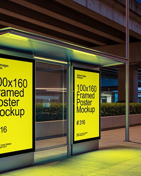 Bus Stop with Posters Mockup